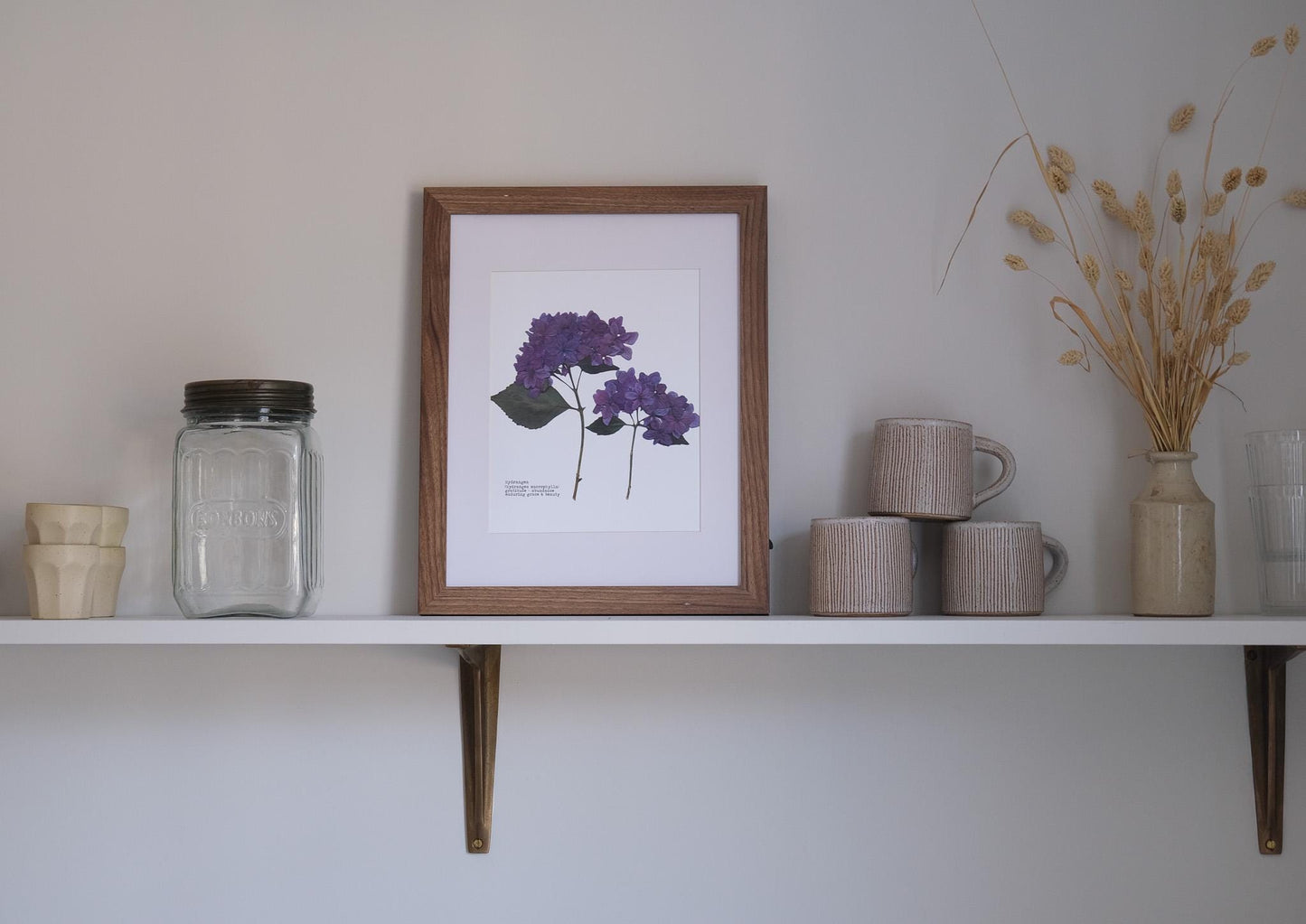 Purple Hydrangea Pressed Flower Print