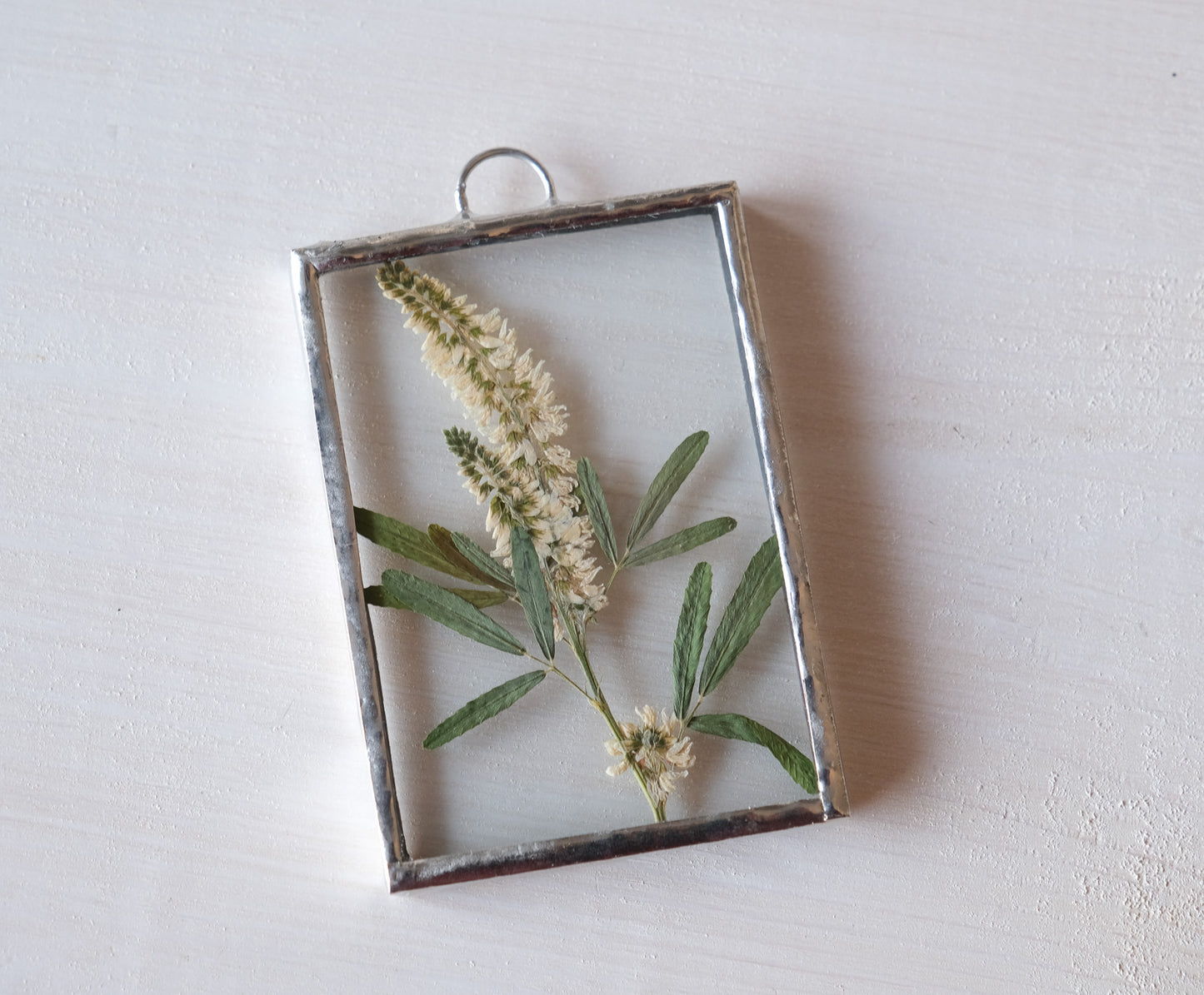 White Sweet Clover Stained Glass Ornament