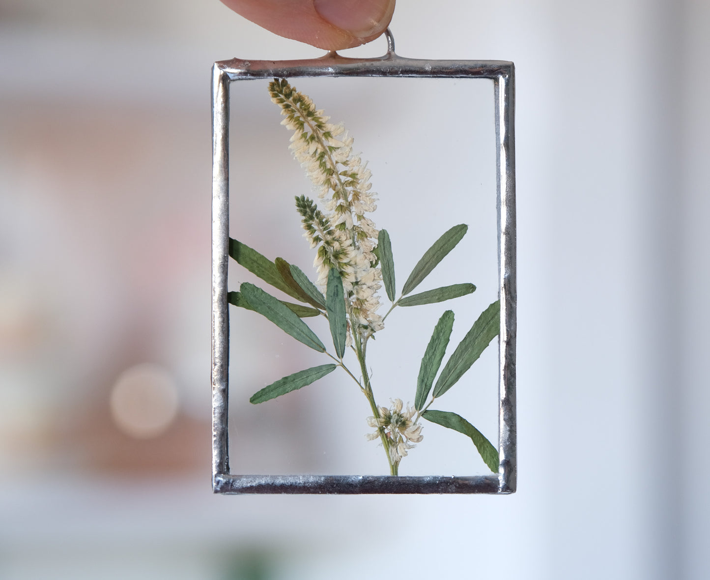 White Sweet Clover Stained Glass Ornament