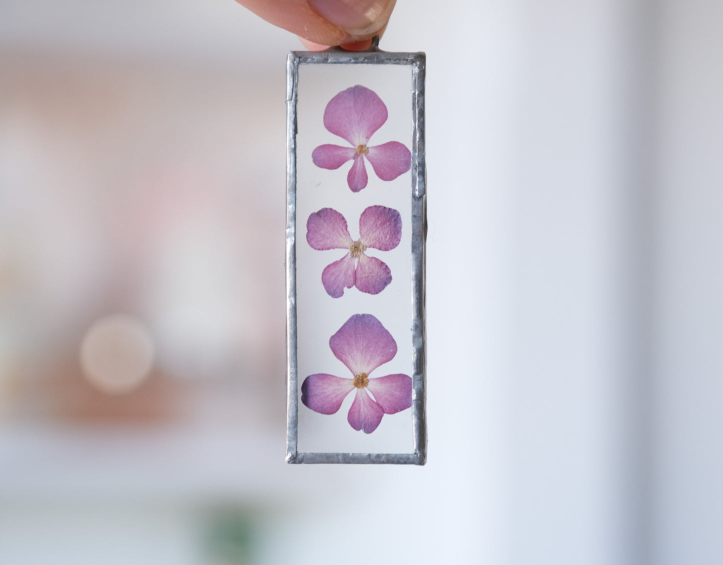 Pink Hydrangea Stained Glass Ornament