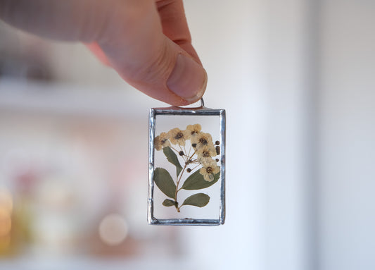 Spirea Flowers Mini Stained Glass Ornament