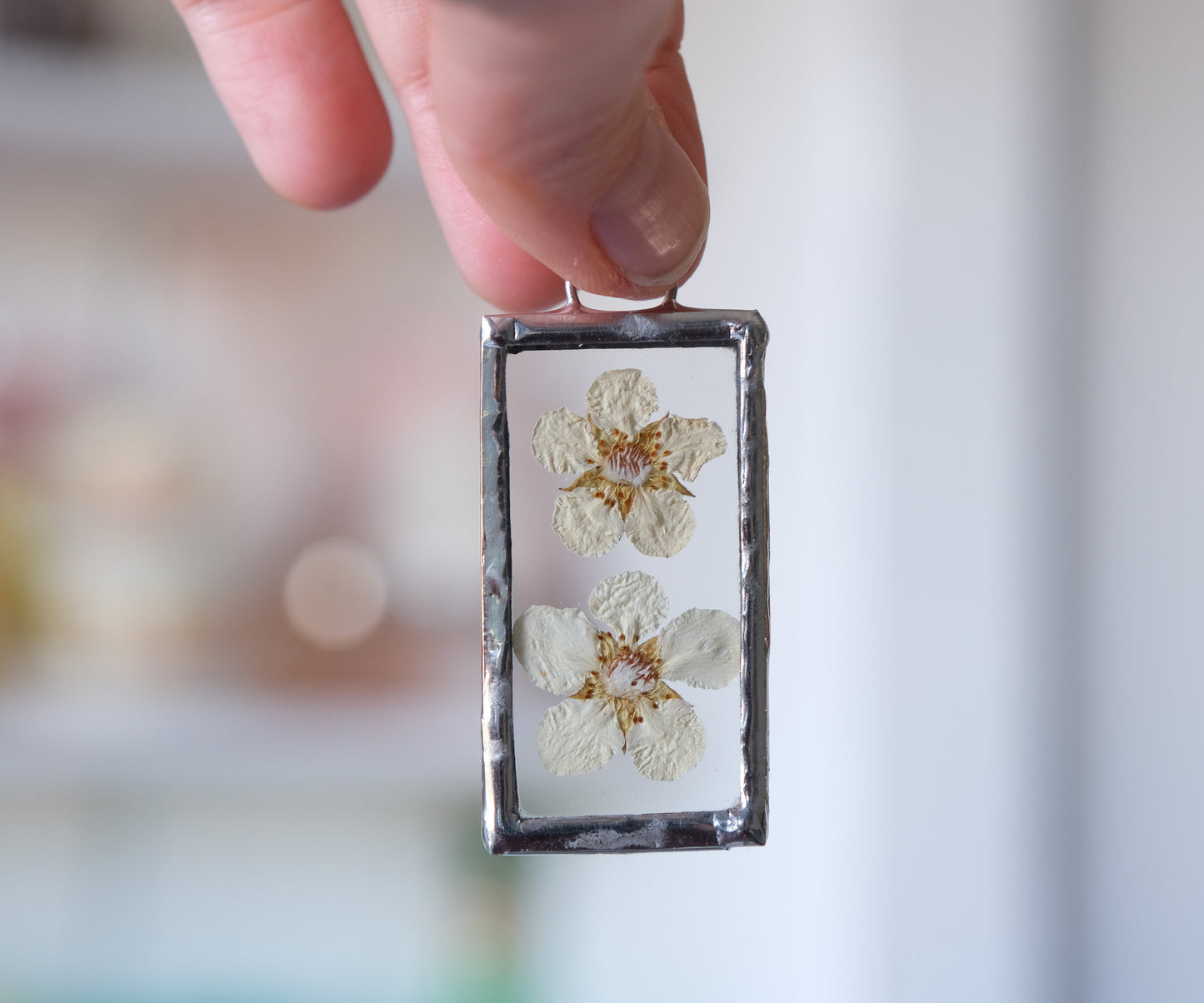 Cinquefoil Flower Mini Stained Glass Ornament