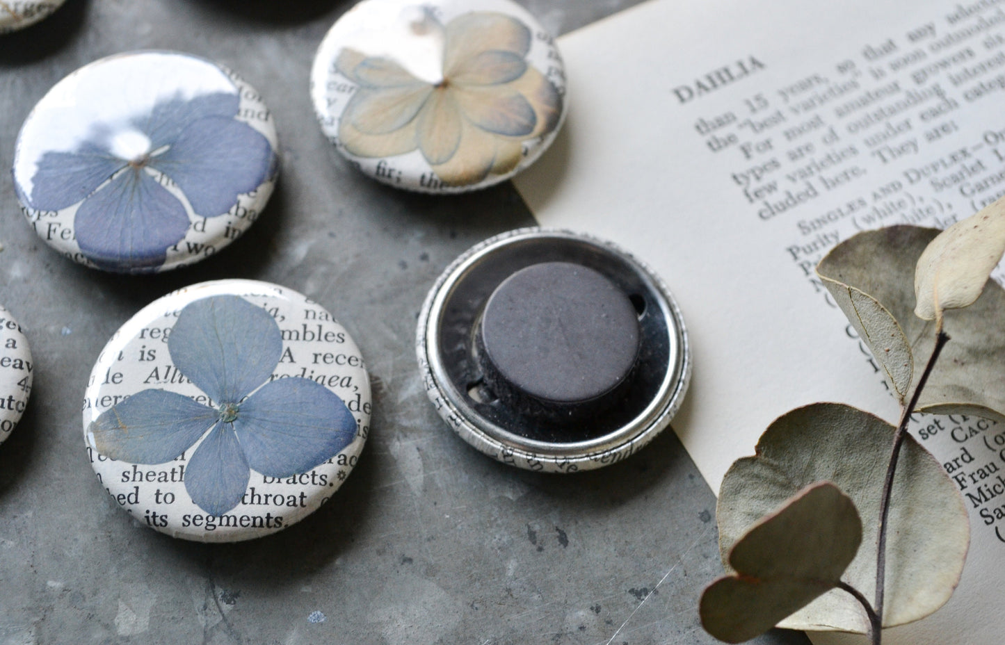 Real Pressed Flower Magnets - Blue Shades