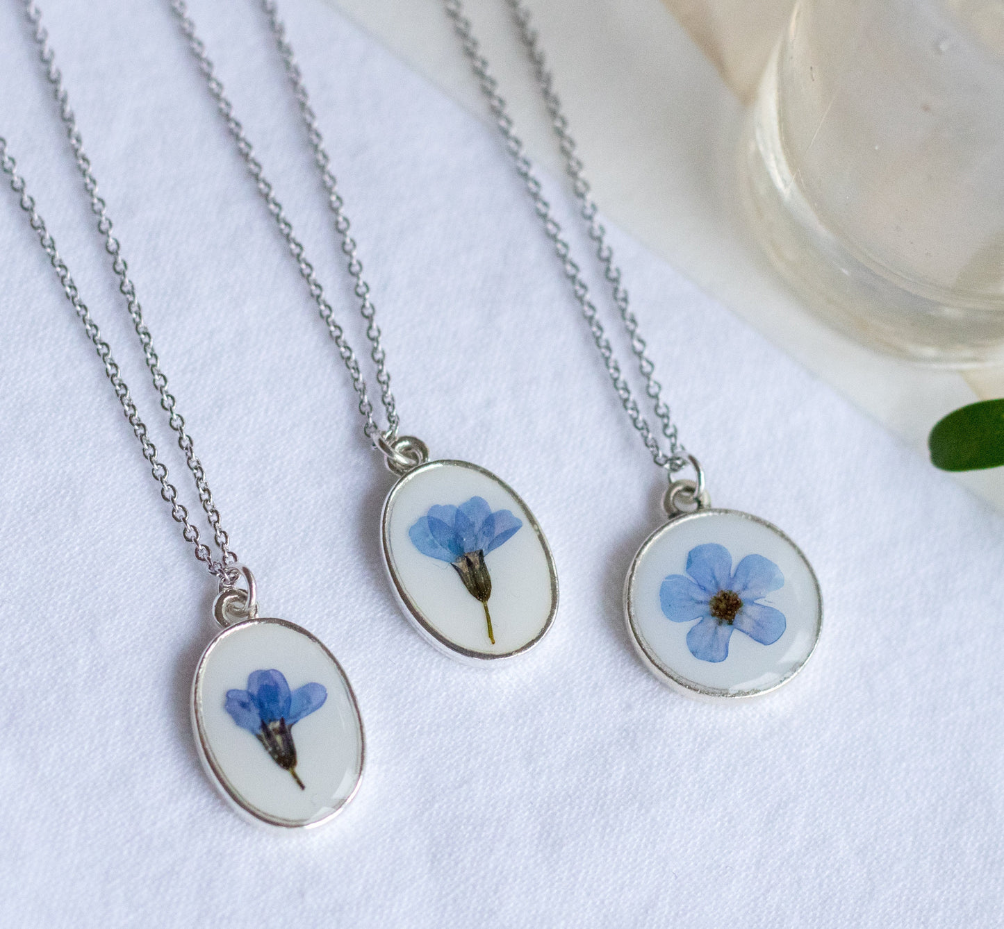 Delicate Forget Me Not Pressed Flower Necklace