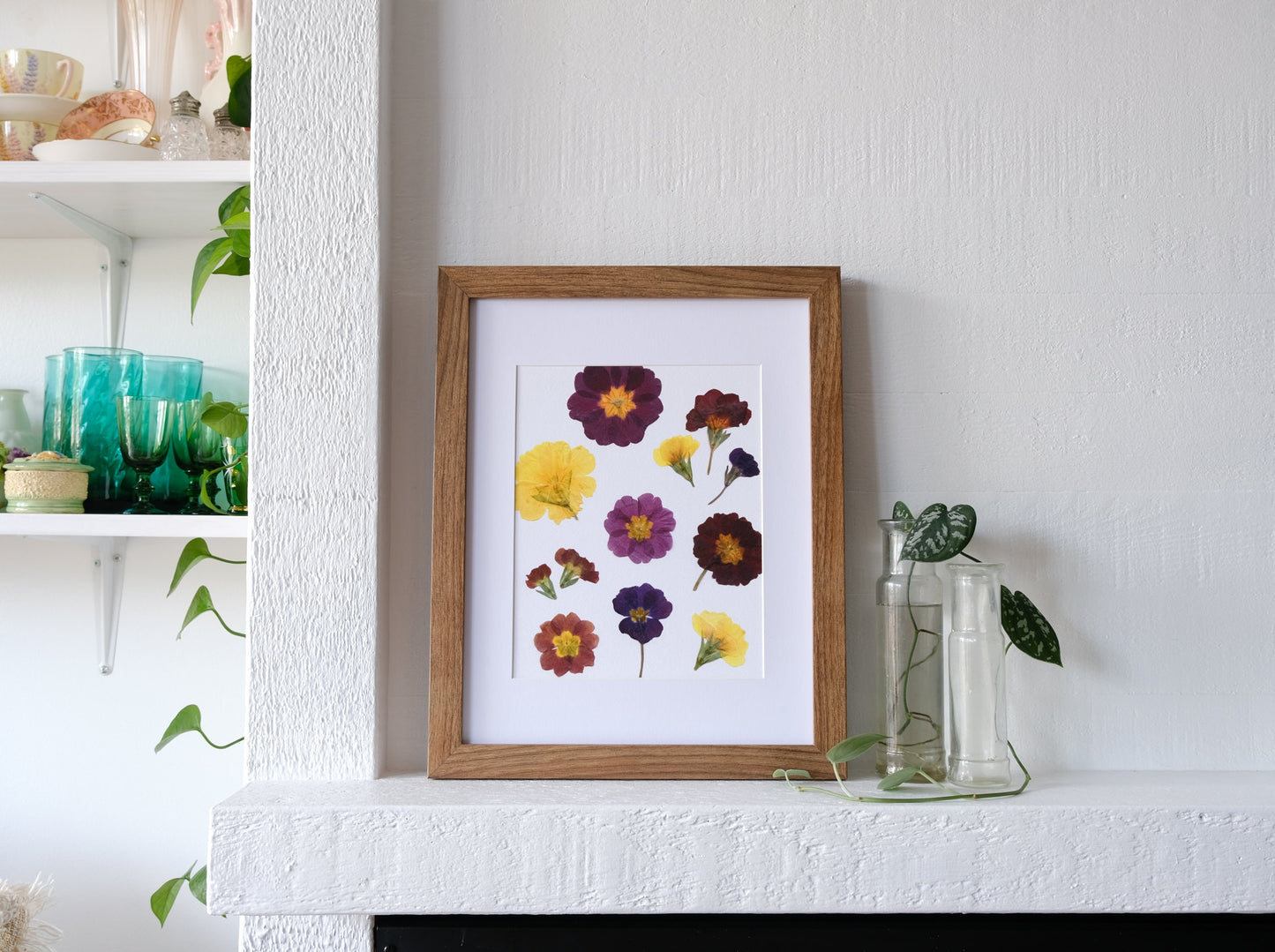 Primrose Pressed Flower Art Print | 8x10