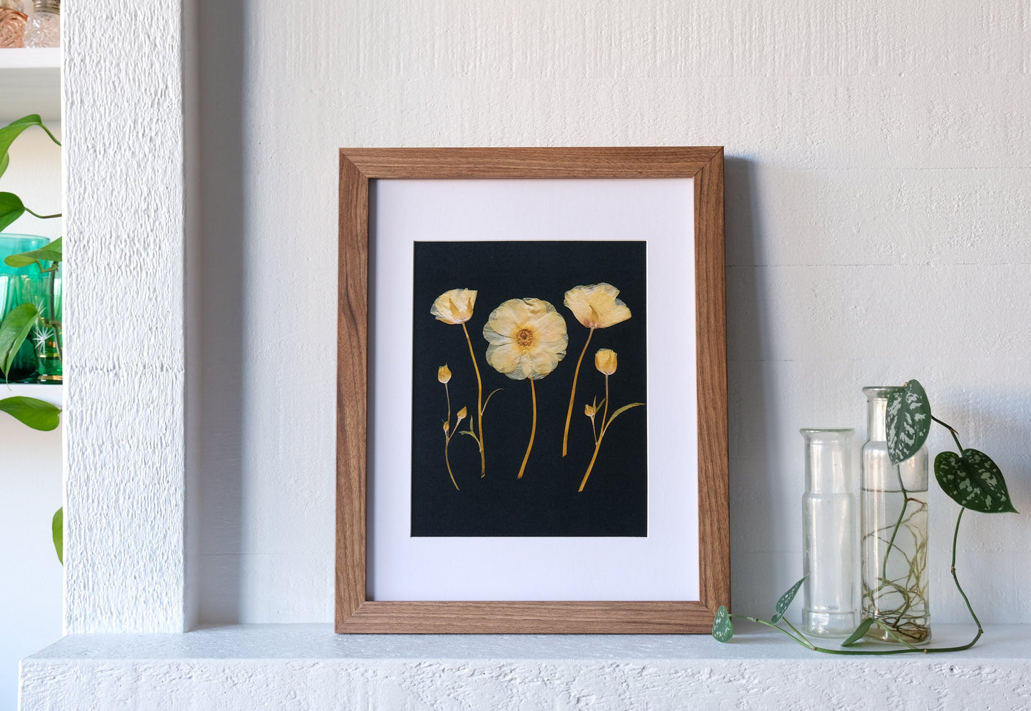 Yellow Ranunculus Group Pressed Flower Print | 8x10 Print